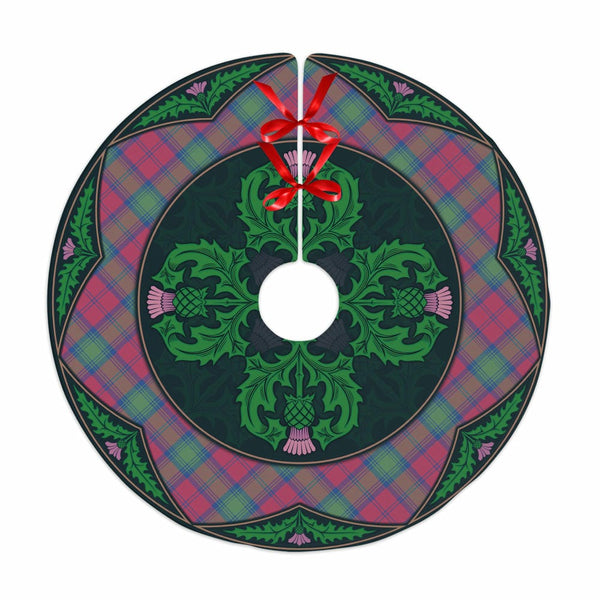 Scottish Lindsay Ancient Clan Tartan Christmas Tree Skirt Old Scottish Thistle Flower No Tassels Tartan Plaid 1