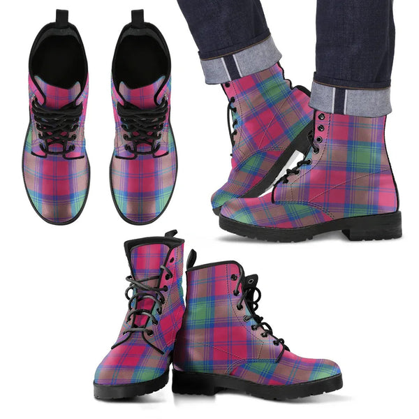 Scottish Lindsay Ancient Clan Tartan Leather Boots