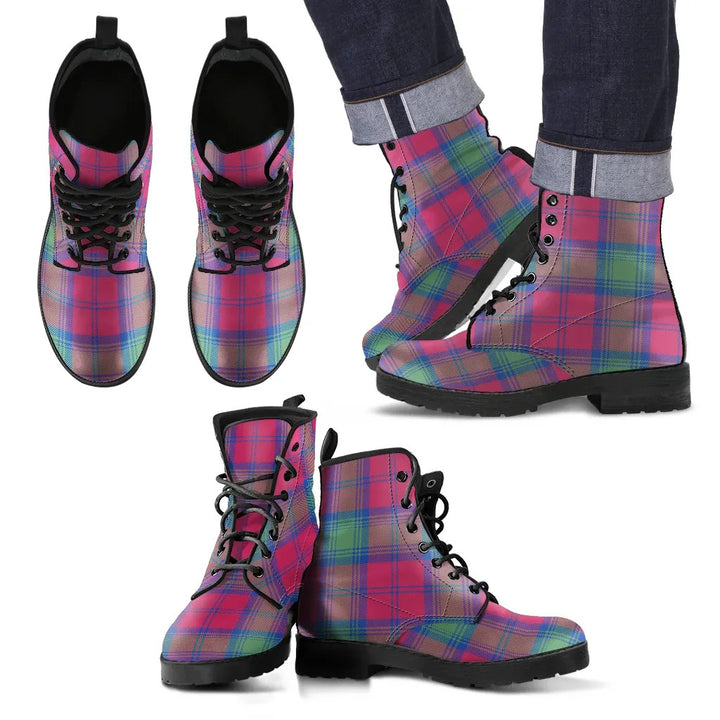 Scottish Lindsay Ancient Clan Tartan Leather Boots