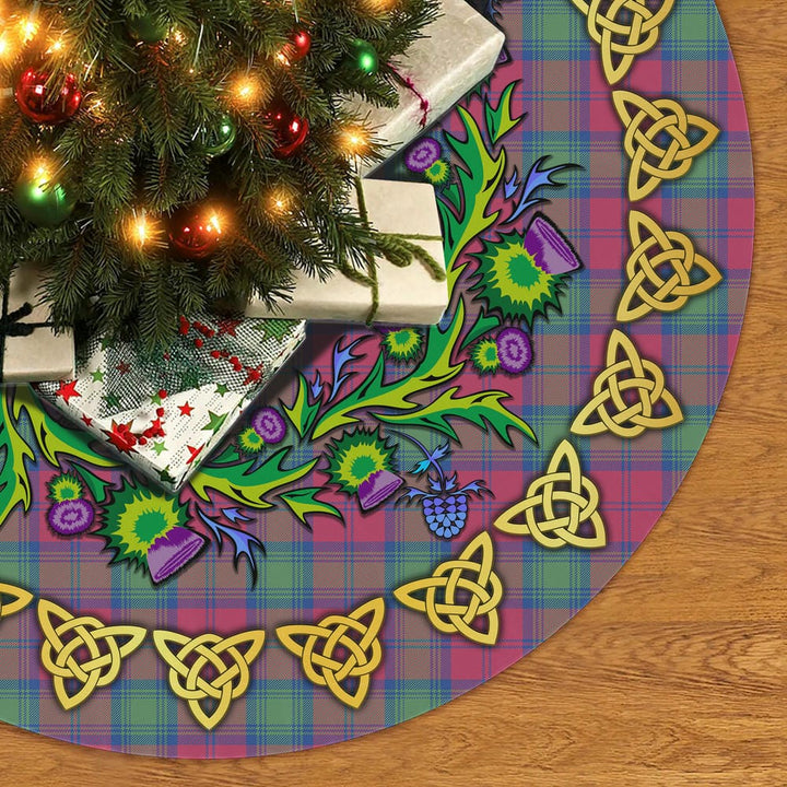 Scottish Lindsay Ancient Clan Tartan Thistle Celtic Knot Christmas Tree Skirt No Tassels Tartan Plaid 2