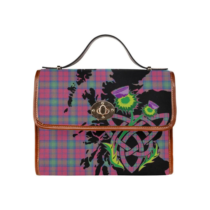 Scottish Lindsay Ancient Clan Tartan Waterproof Canvas Bag With Thistle Tartan Plaid 2