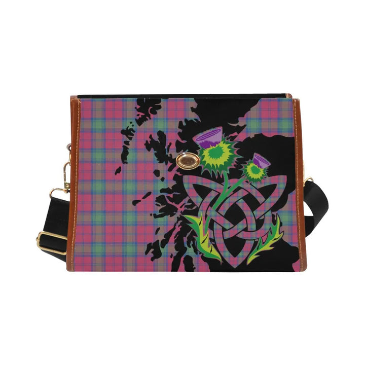Scottish Lindsay Ancient Clan Tartan Waterproof Canvas Bag With Thistle Tartan Plaid 1