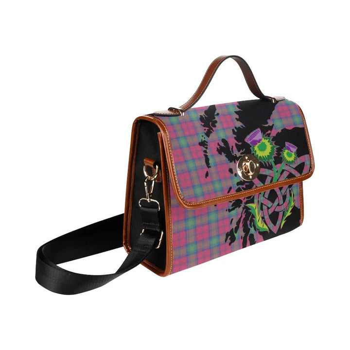 Scottish Lindsay Ancient Clan Tartan Waterproof Canvas Bag With Thistle Tartan Plaid 3