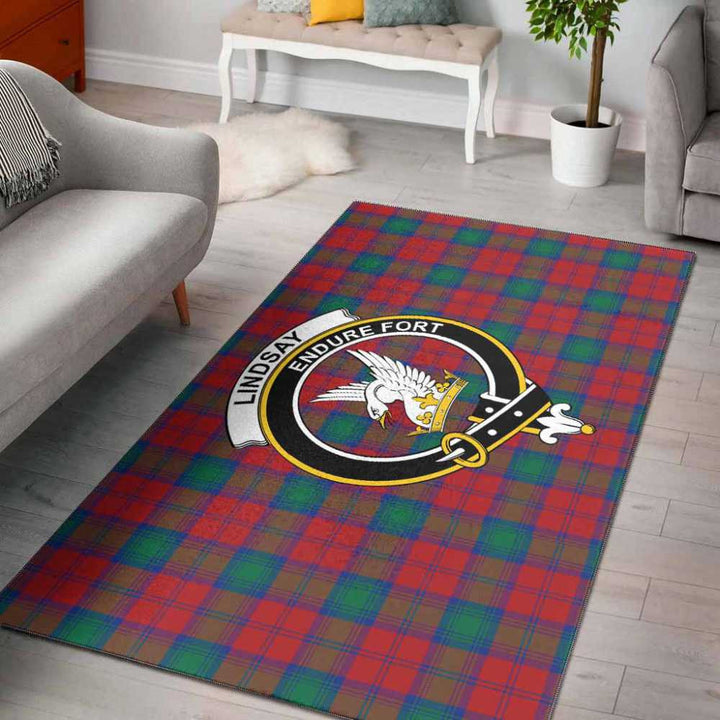 Scottish Lindsay Clan Crest Tartan Area Rug Tartan Plaid 1