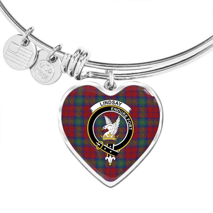 Scottish Lindsay Clan Crest Tartan Bangle Heart Tartan Plaid 1