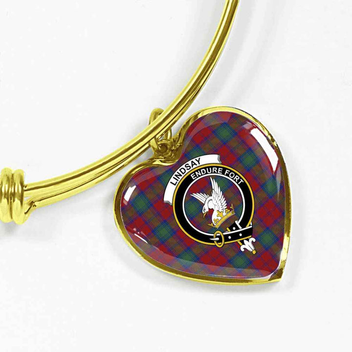 Scottish Lindsay Clan Crest Tartan Bangle Heart Tartan Plaid 2