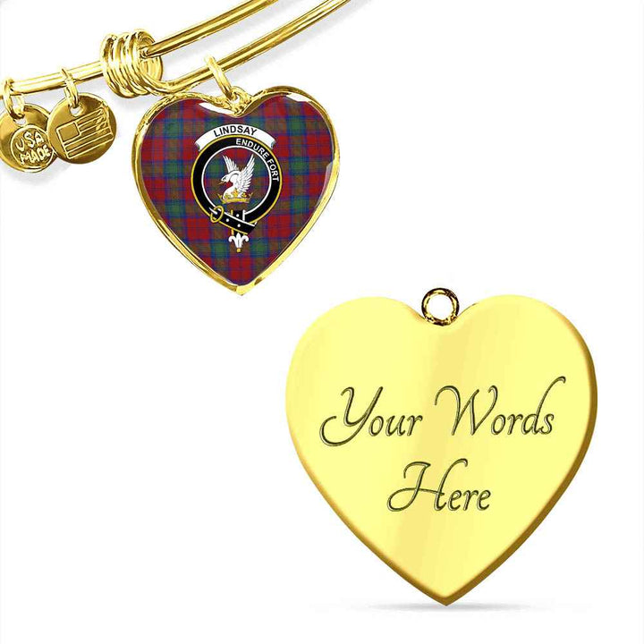 Scottish Lindsay Clan Crest Tartan Bangle Heart Tartan Plaid 4