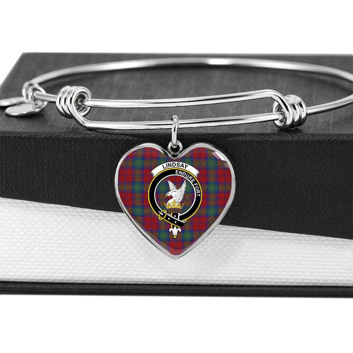 Scottish Lindsay Clan Crest Tartan Bangle Heart Tartan Plaid 5