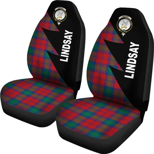 Scottish Lindsay Clan Crest Tartan Car Seat Covers - Flash Style 2