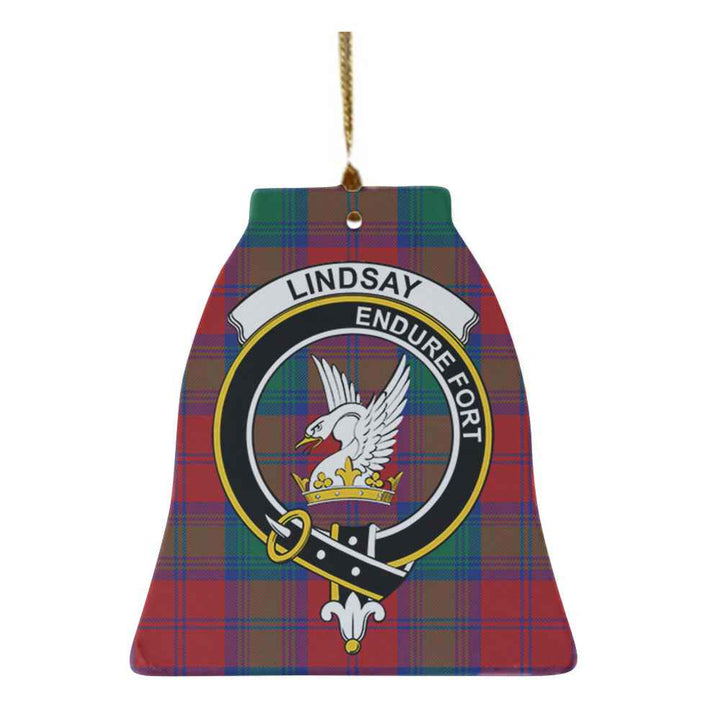 Scottish Lindsay Clan Crest Tartan Ceramic Ornament Bell Shape Tartan Plaid