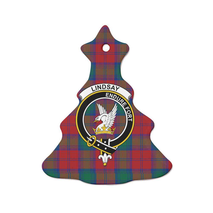 Scottish Lindsay Clan Crest Tartan Ceramic Ornament Tree Shape Tartan Plaid