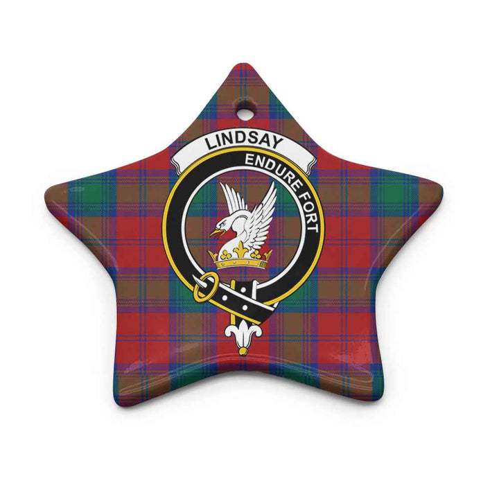 Scottish Lindsay Clan Crest Tartan Ceramic Ornament Star Shape Tartan Plaid