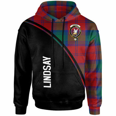 Scottish Lindsay Clan Crest Tartan Curve Hoodie Front Side Tartan Plaid