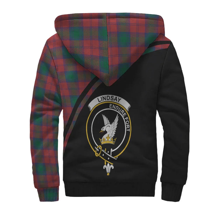 Scottish Lindsay Clan Crest Tartan Curve Sherpa Hoodie