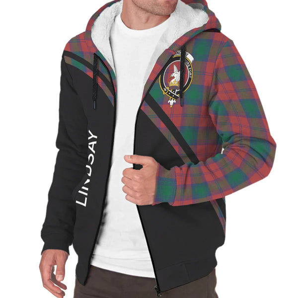 Scottish Lindsay Clan Crest Tartan Curve Sherpa Hoodie