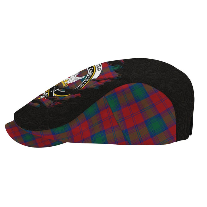 Scottish Lindsay Clan Crest Tartan Flat Cap - Scratch Style Tartan Plaid 3