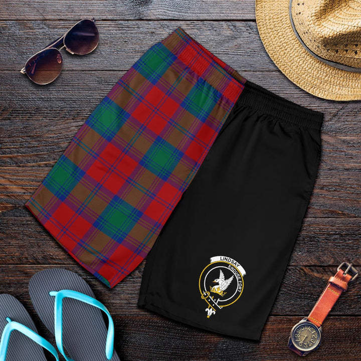 Scottish Lindsay Clan Crest Tartan Half of Me Men's Shorts