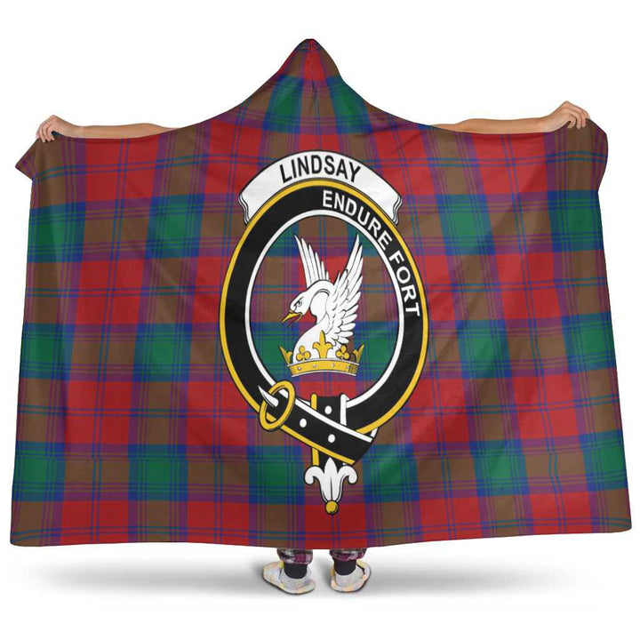 Scottish Lindsay Clan Crest Tartan Hooded Blanket Tartan Plaid 1