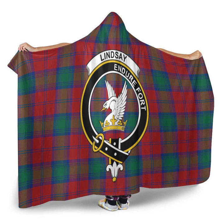 Scottish Lindsay Clan Crest Tartan Hooded Blanket Tartan Plaid 2