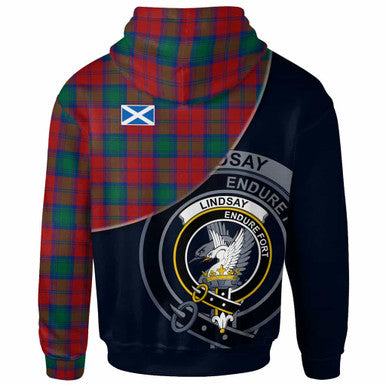Scottish Lindsay Clan Crest Tartan Hoodie - Bend Style Back Side Tartan Plaid
