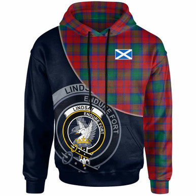 Scottish Lindsay Clan Crest Tartan Hoodie - Bend Style Front Side Tartan Plaid