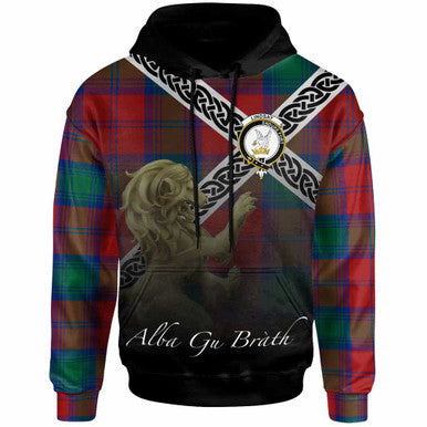 Scottish Lindsay Clan Crest Tartan Hoodie - Scotland Lion Front Side Tartan Plaid