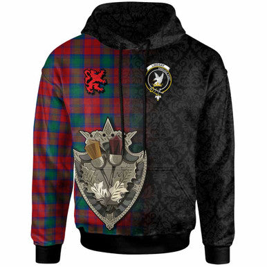 Scottish Lindsay Clan Crest Tartan Hoodie - Half Thistle Flowers Celtic Design Front Side Tartan Plaid
