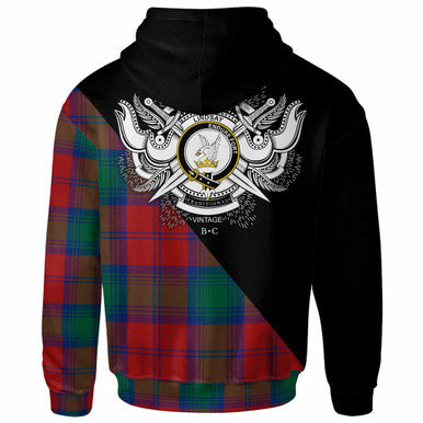 Scottish Lindsay Clan Crest Tartan Hoodie - Military Logo Back Side Tartan Plaid