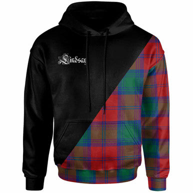 Scottish Lindsay Clan Crest Tartan Hoodie - Military Logo Front Side Tartan Plaid