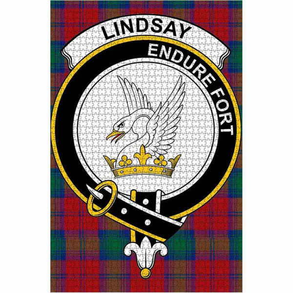 Scottish Lindsay Clan Crest Tartan Jigsaw Puzzle 1