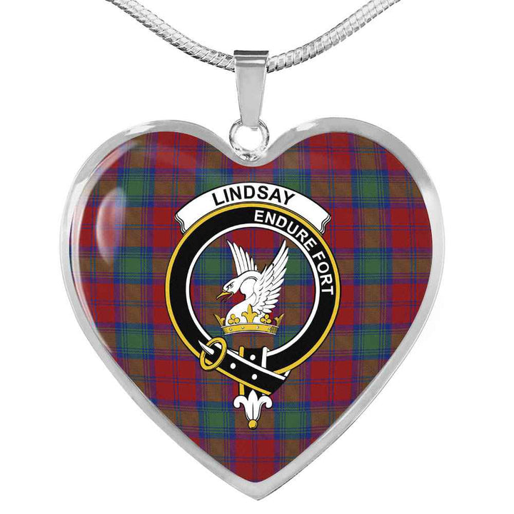 Scottish Lindsay Clan Crest Tartan Necklace Heart Tartan Plaid 1