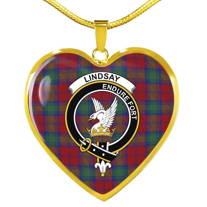 Scottish Lindsay Clan Crest Tartan Necklace Heart Tartan Plaid 2