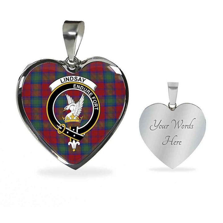 Scottish Lindsay Clan Crest Tartan Necklace Heart Tartan Plaid 3