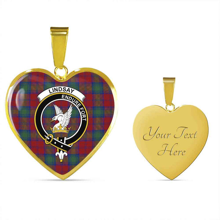 Scottish Lindsay Clan Crest Tartan Necklace Heart Tartan Plaid 4