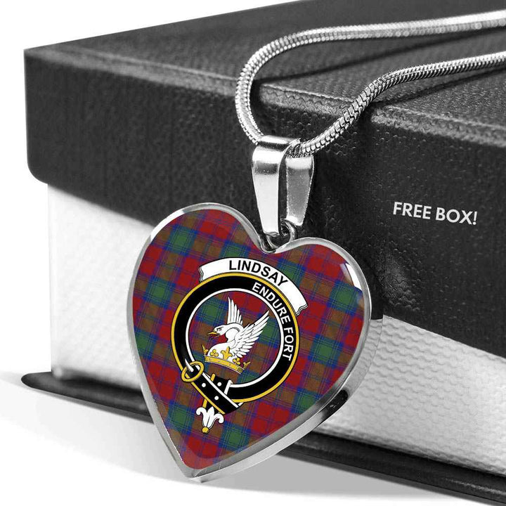 Scottish Lindsay Clan Crest Tartan Necklace Heart Tartan Plaid 5