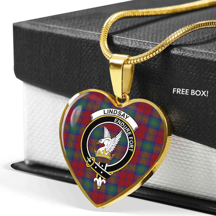 Scottish Lindsay Clan Crest Tartan Necklace Heart Tartan Plaid 6