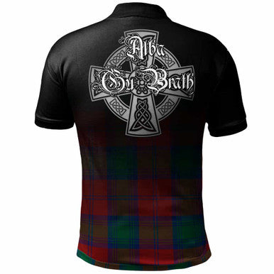 Scottish Lindsay Clan Crest Tartan Polo Shirt - Alba Gu Brath Family Crest Celtic Inspired Back Side Tartan Plaid