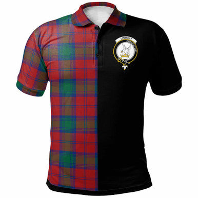 Scottish Lindsay Clan Crest Tartan Polo Shirt - Half in Me Front Side Tartan Plaid