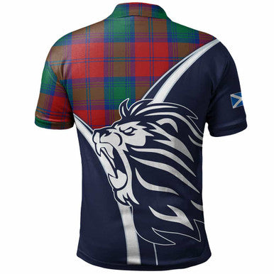 Scottish Lindsay Clan Crest Tartan Polo Shirt - Scottish Flag With Lion Back Side Tartan Plaid