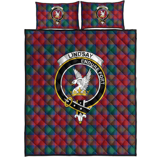 Scottish Lindsay Clan Crest Tartan Quilt Bed Set Tartan Plaid 1