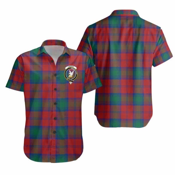 Scottish Lindsay Clan Crest Tartan Short Sleeve Shirt Tartan Plaid