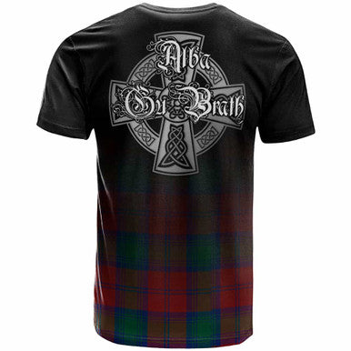 Scottish Lindsay Clan Crest Tartan T-Shirt - Alba Gu Brath Family Crest Celtic Inspired Back Side Tartan Plaid