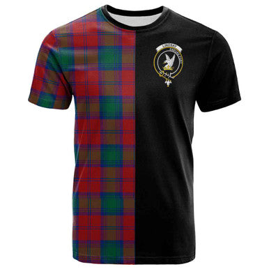 Scottish Lindsay Clan Crest Tartan T-Shirt Half in Me Front Side Tartan Plaid