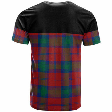 Scottish Lindsay Clan Crest Tartan T-Shirt - Horizontal Style Back Side Tartan Plaid
