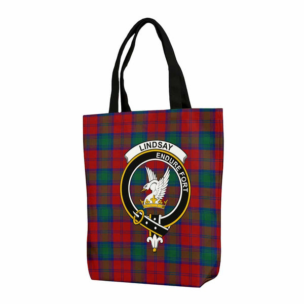 Scottish Lindsay Clan Crest Tartan Canvas Bag With Shoulder Strap Tartan Plaid 1