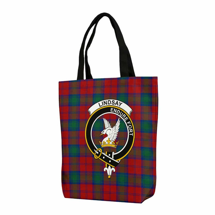 Scottish Lindsay Clan Crest Tartan Canvas Bag With Shoulder Strap Tartan Plaid 1