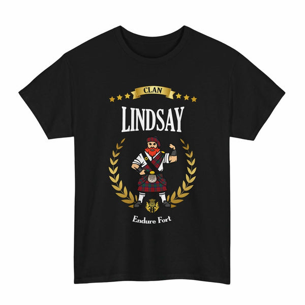 Scottish Lindsay Clan Tartan T-Shirt - Motto Scotsman Tartan Plaid Black Color