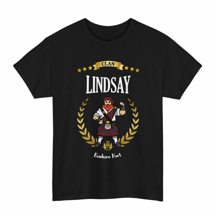 Scottish Lindsay Clan Tartan T-Shirt - Motto Scotsman Tartan Plaid Black Color