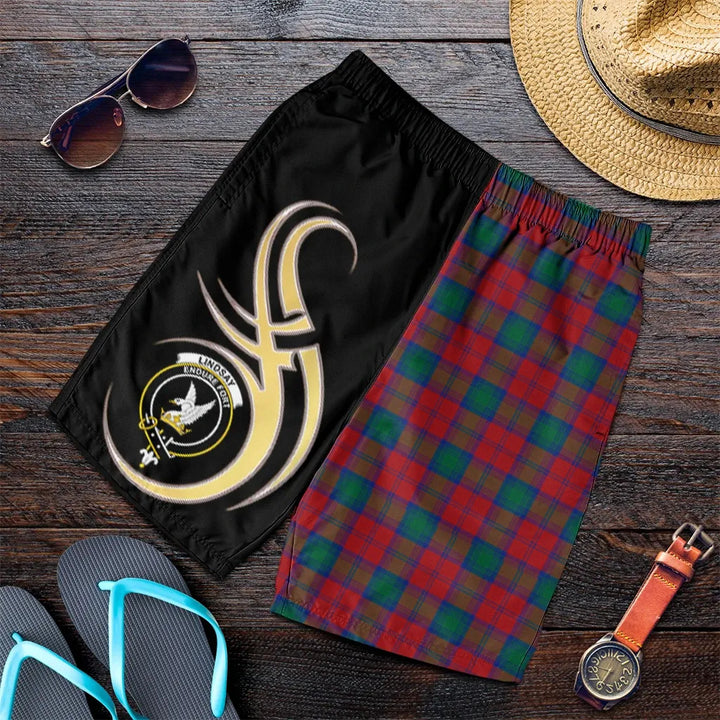 Scottish Lindsay Modern Clan Crest Tartan Believe in Me Men's Shorts