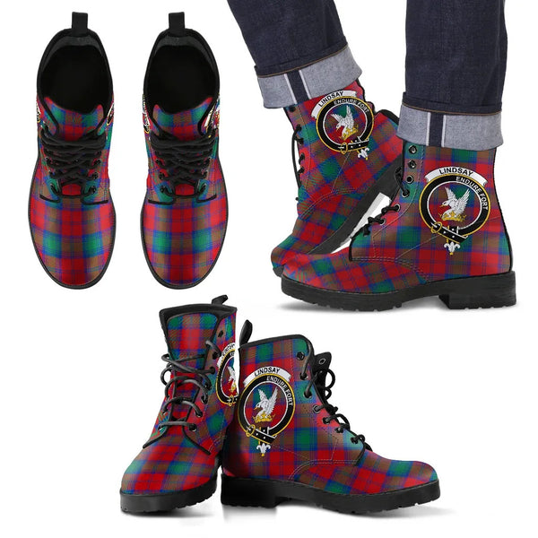 Scottish Lindsay Modern Clan Crest Tartan Leather Boots